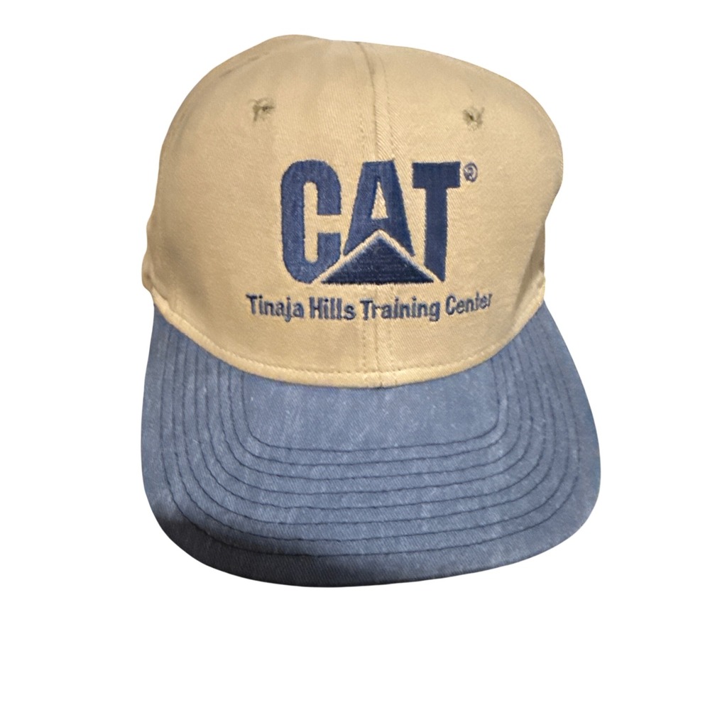 Vintage CAT Caterpillar Tinaja Hills Training Center Hat Tonkin Made in USA Tan